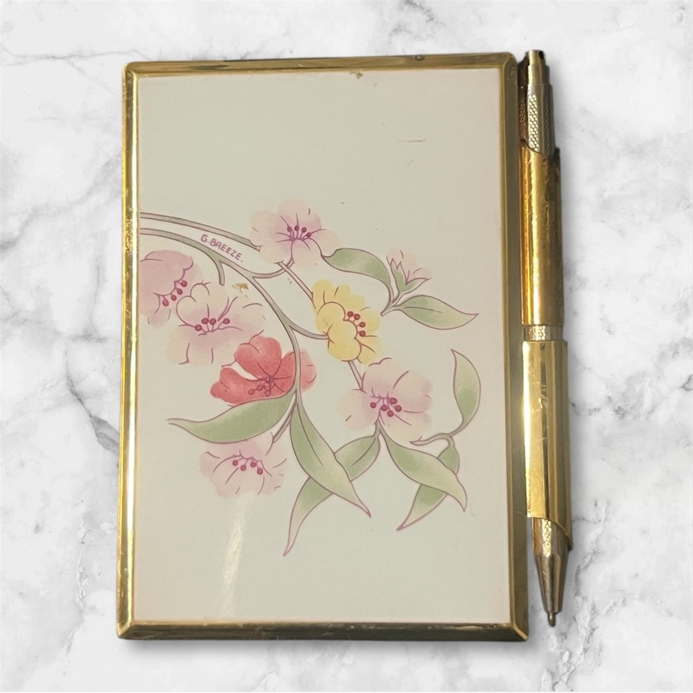 Vintage Stratton notebook Floral Notepad with Pen